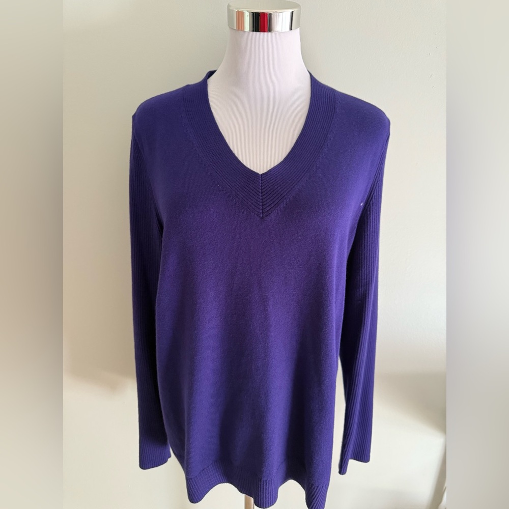 J.Jill Purple V-Neck Sweater size M Perfect Condition